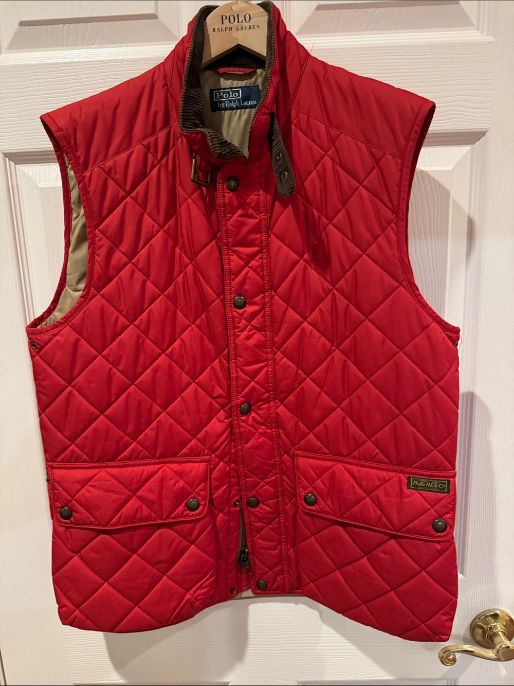 Polo by Ralph Lauren Quilted Red Men's Vest with Snap Pockets